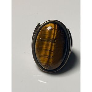 Adjustable Stretchy Large Tigers Eye Men or Women’s Statement Vintage Ring